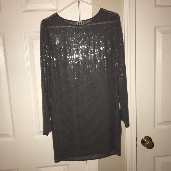 Haute Hippie long sleeve sequined mini dress. - Picture 2 of 6
